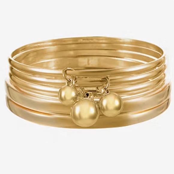 Liz Claiborne Jewelry - Liz Claiborne Set of 5 Gold-Tone Bangle Bracelets